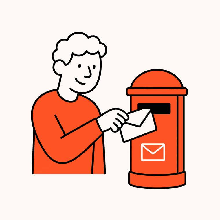 Posting a card in a postbox